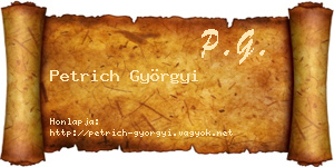 Petrich Györgyi névjegykártya